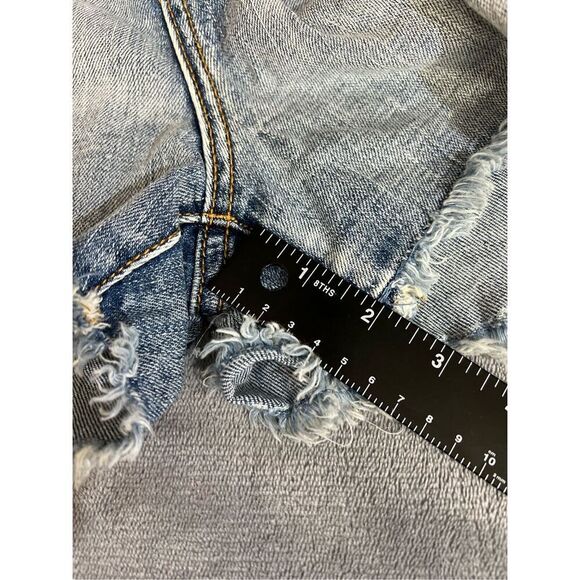 Anthropologie Pilcro Jean Short Womens Size 28 Blue Distressed Frayed Hem Casual - Picture 10 of 11